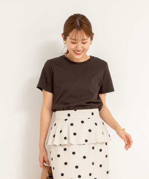 NOLLEY’S（ノーリーズ）の「高機能 LA＋スムースTシャツ（Tシャツ/カットソー・レディース・ホワイト/ブルー/ベージュ/チャコールグレー/ダークブラウン/レッド/ネイビー・36/38）」の21枚目の写真