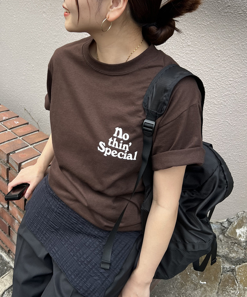 NOTHIN SPECIAL(ナッシンスペシャル)の「【NOTHIN SPECIAL/ナッシンスペシャル】 LOGO TEE(Tシャツ/カットソー・レディース・アイボリー/ブラウン・MEDIUM)」の2枚目の写真