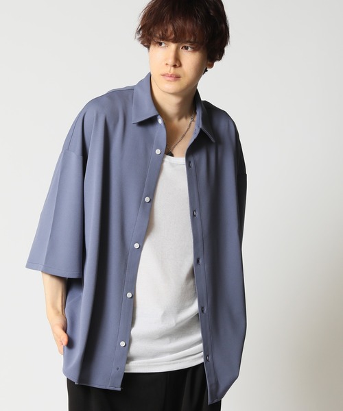 ARCADE（アーケード）の「UVカット梨地ストレッチ素材 オーバーサイズ BIG5分袖シャツ（シャツ/ブラウス・メンズ・アイボリー/ブラック/ブルーグレー/グレイッシュベージュ/チャコールグレー/ダークグリーン・M/L）」の20枚目の写真