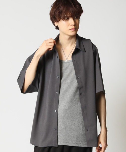 ARCADE（アーケード）の「UVカット梨地ストレッチ素材 オーバーサイズ BIG5分袖シャツ（シャツ/ブラウス・メンズ・アイボリー/ブラック/ブルーグレー/グレイッシュベージュ/チャコールグレー/ダークグリーン・M/L）」の22枚目の写真