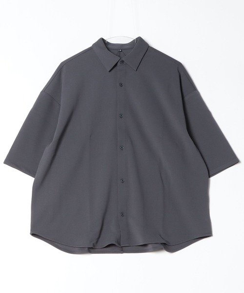 ARCADE（アーケード）の「UVカット梨地ストレッチ素材 オーバーサイズ BIG5分袖シャツ（シャツ/ブラウス・メンズ・アイボリー/ブラック/ブルーグレー/グレイッシュベージュ/チャコールグレー/ダークグリーン・M/L）」の13枚目の写真