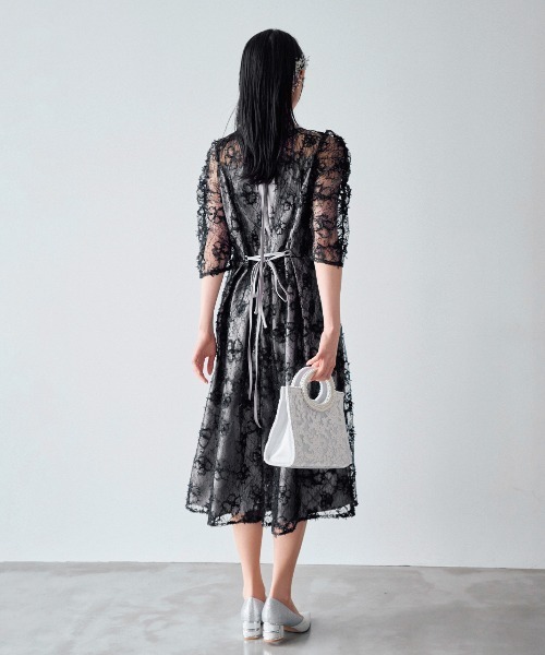 セール】パワーショルダーレース パーティードレス オケージョンドレス