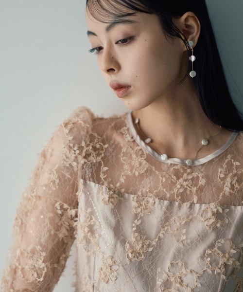 セール】パワーショルダーレース パーティードレス オケージョンドレス