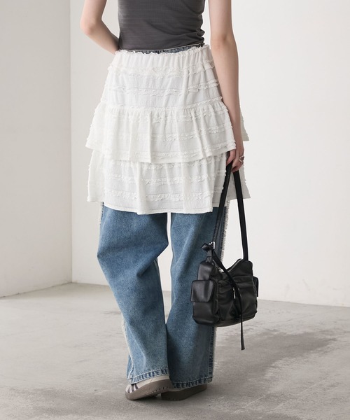 forksy.（フォルクシー）の「【forksy.】レースジャガード フレアミニスカート（スカート・レディース・ブラック/オフホワイト・FREE）」の7枚目の写真