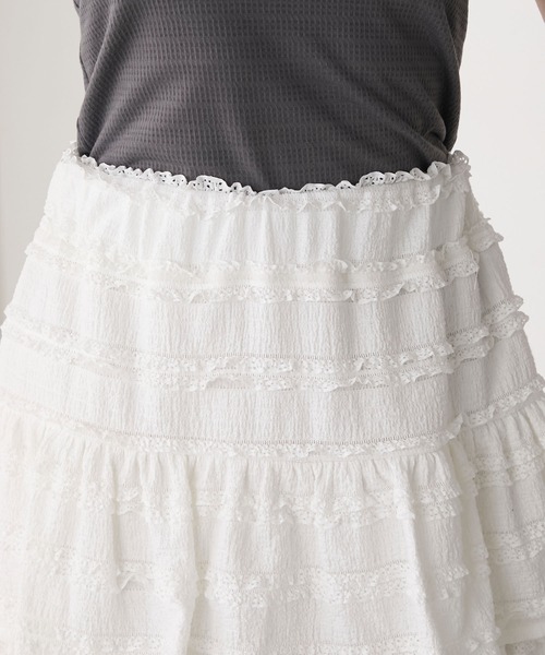 forksy.（フォルクシー）の「【forksy.】レースジャガード フレアミニスカート（スカート・レディース・ブラック/オフホワイト・FREE）」の20枚目の写真