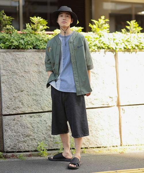ブラックデニムショートパンツ　 dominic fike着用似 ショートパンツ デニムパンツ ダメージ加工[品番：XV000020775