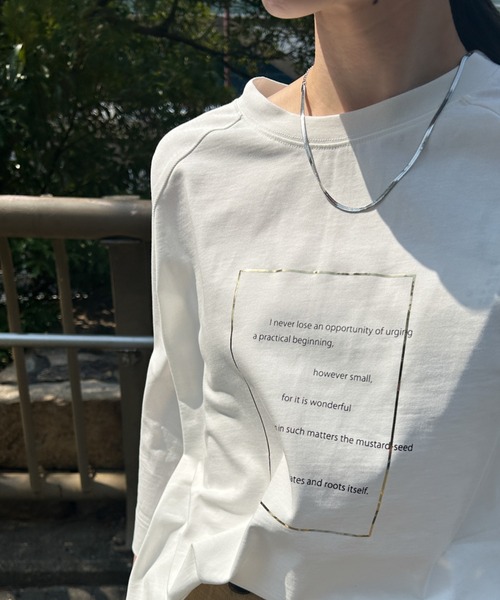 LAUTREAMONT(ロートレアモン)の「【WEB限定】箔ロゴカットソー≪手洗い可能≫(Tシャツ/カットソー・レディース・ブラック/ライトグレー/ホワイト・9号)」の9枚目の写真