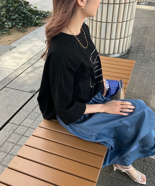 LAUTREAMONT(ロートレアモン)の「【WEB限定】箔ロゴカットソー≪手洗い可能≫(Tシャツ/カットソー・レディース・ブラック/ライトグレー/ホワイト・9号)」の10枚目の写真