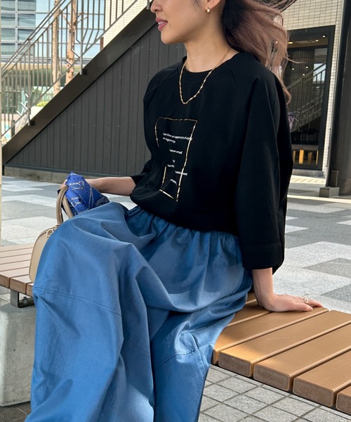 LAUTREAMONT(ロートレアモン)の「【WEB限定】箔ロゴカットソー≪手洗い可能≫(Tシャツ/カットソー・レディース・ブラック/ライトグレー/ホワイト・9号)」の11枚目の写真