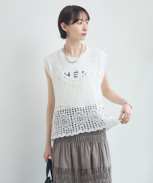 Paradise Picnic（パラダイスピクニック）の「刺繍レースキャミ（ベスト・レディース・ブラック/ホワイト・FREE）」の20枚目の写真