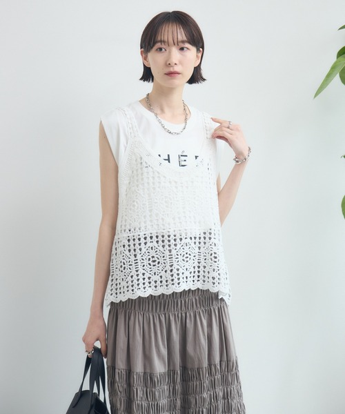 Paradise Picnic（パラダイスピクニック）の「刺繍レースキャミ（ベスト・レディース・ブラック/ホワイト・FREE）」の19枚目の写真