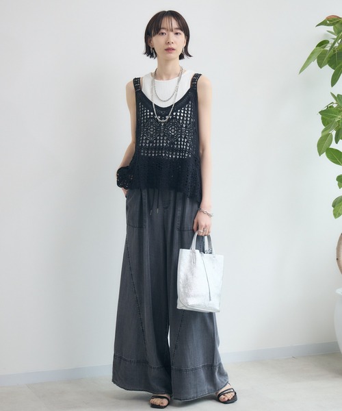 Paradise Picnic（パラダイスピクニック）の「刺繍レースキャミ（ベスト・レディース・ブラック/ホワイト・FREE）」の17枚目の写真