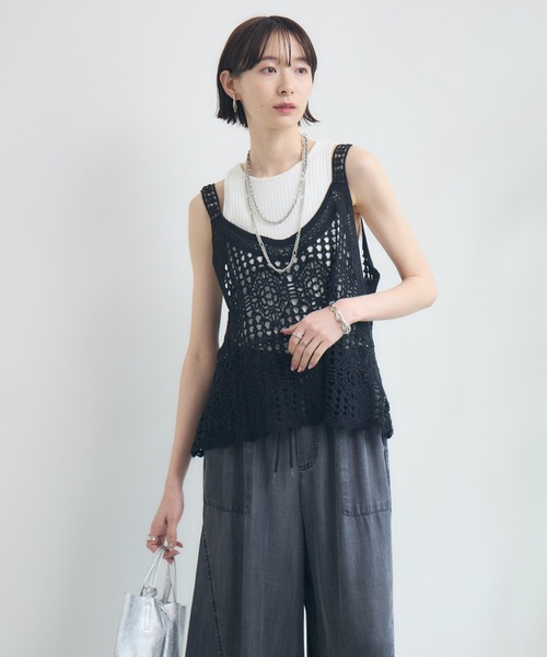 Paradise Picnic（パラダイスピクニック）の「刺繍レースキャミ（ベスト・レディース・ブラック/ホワイト・FREE）」の12枚目の写真