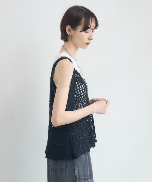Paradise Picnic（パラダイスピクニック）の「刺繍レースキャミ（ベスト・レディース・ブラック/ホワイト・FREE）」の9枚目の写真