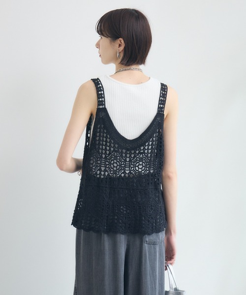 Paradise Picnic（パラダイスピクニック）の「刺繍レースキャミ（ベスト・レディース・ブラック/ホワイト・FREE）」の8枚目の写真
