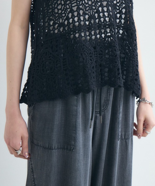Paradise Picnic（パラダイスピクニック）の「刺繍レースキャミ（ベスト・レディース・ブラック/ホワイト・FREE）」の5枚目の写真
