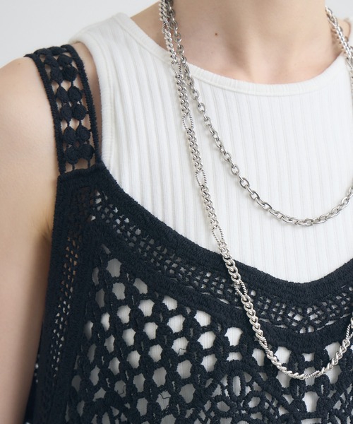 Paradise Picnic（パラダイスピクニック）の「刺繍レースキャミ（ベスト・レディース・ブラック/ホワイト・FREE）」の4枚目の写真