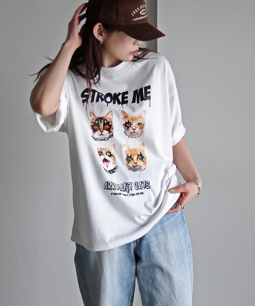COURO(コウロ)の「ペイントアニマルプリントTシャツ(Tシャツ/カットソー・レディース・ブラック/ホワイト系/ブラック系/ホワイト・M/L/XL)」の16枚目の写真