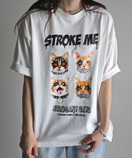 COURO(コウロ)の「ペイントアニマルプリントTシャツ(Tシャツ/カットソー・レディース・ブラック/ホワイト系/ブラック系/ホワイト・M/L/XL)」の15枚目の写真