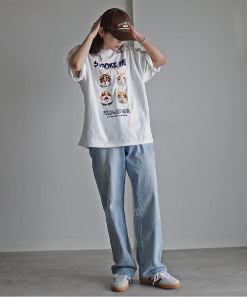 COURO(コウロ)の「ペイントアニマルプリントTシャツ(Tシャツ/カットソー・レディース・ブラック/ホワイト系/ブラック系/ホワイト・M/L/XL)」の14枚目の写真