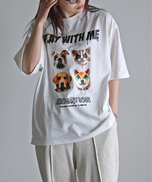 COURO(コウロ)の「ペイントアニマルプリントTシャツ(Tシャツ/カットソー・レディース・ブラック/ホワイト系/ブラック系/ホワイト・M/L/XL)」の13枚目の写真