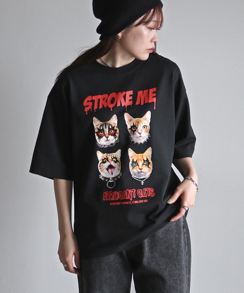 COURO(コウロ)の「ペイントアニマルプリントTシャツ(Tシャツ/カットソー・レディース・ブラック/ホワイト系/ブラック系/ホワイト・M/L/XL)」の10枚目の写真