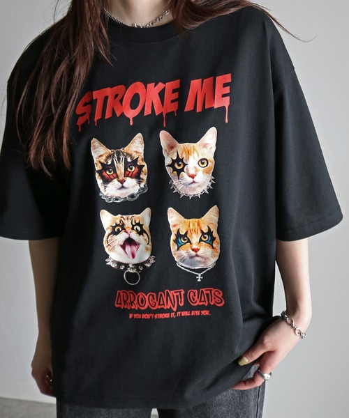 COURO(コウロ)の「ペイントアニマルプリントTシャツ(Tシャツ/カットソー・レディース・ブラック/ホワイト系/ブラック系/ホワイト・M/L/XL)」の9枚目の写真