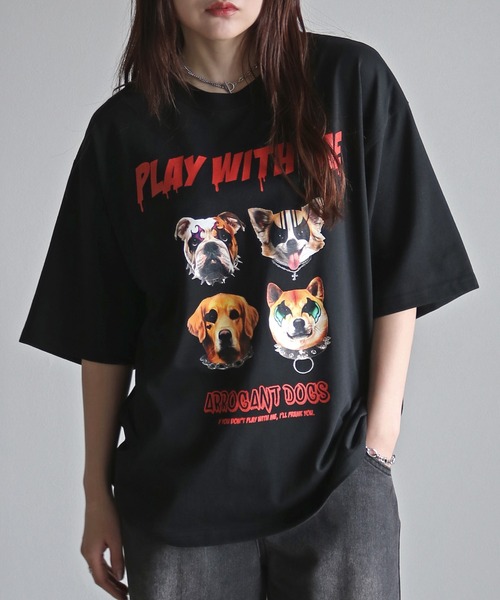COURO(コウロ)の「ペイントアニマルプリントTシャツ(Tシャツ/カットソー・レディース・ブラック/ホワイト系/ブラック系/ホワイト・M/L/XL)」の7枚目の写真