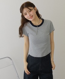 lib crew neck ringer tee /配色 リブ リンガーTシャツ