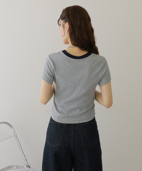 LAULEN(ローレン)の「lib crew neck ringer tee /配色 リブ リンガーTシャツ(Tシャツ/カットソー・レディース・ブラック/ベージュ/チャコールグレー/グレー・FREE)」の12枚目の写真