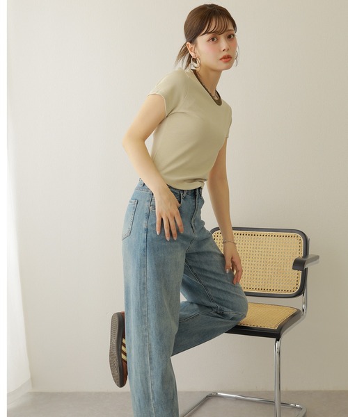 LAULEN(ローレン)の「lib crew neck ringer tee /配色 リブ リンガーTシャツ(Tシャツ/カットソー・レディース・ブラック/ベージュ/チャコールグレー/グレー・FREE)」の14枚目の写真