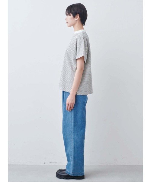 THREE FIFTY STANDARD(スリーフィフティースタンダード)の「THREE FIFTY STANDARD こだわりボーダーTシャツ(Tシャツ/カットソー・レディース・ホワイト×ブラック/ベージュ系その他/ブルー系その他・LL/L/M/3L)」の6枚目の写真