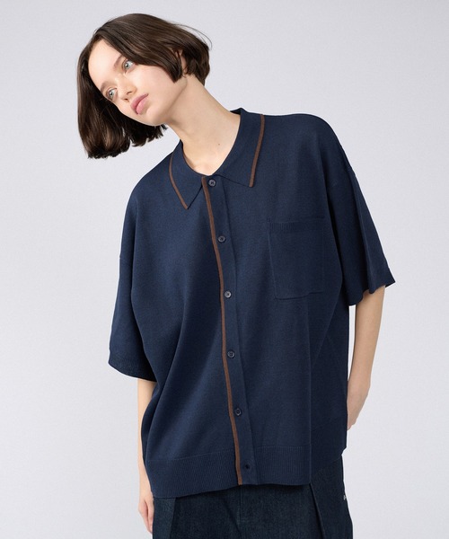 BI-COLOR KNIT SHIRT / バイカラーニットシャツ（カーディガン/ボレロ