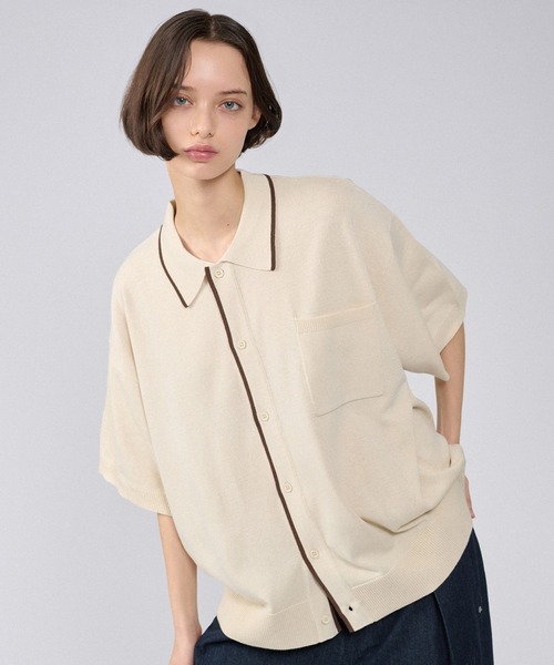 ONCILY（オンシェリー）の「BI-COLOR KNIT SHIRT / バイカラーニットシャツ（カーディガン/ボレロ・メンズ・ブラウン/ネイビー・LARGE/MEDIUM/SMALL）」の13枚目の写真