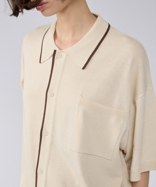 ONCILY（オンシェリー）の「BI-COLOR KNIT SHIRT / バイカラーニットシャツ（カーディガン/ボレロ・メンズ・ブラウン/ネイビー・LARGE/MEDIUM/SMALL）」の14枚目の写真
