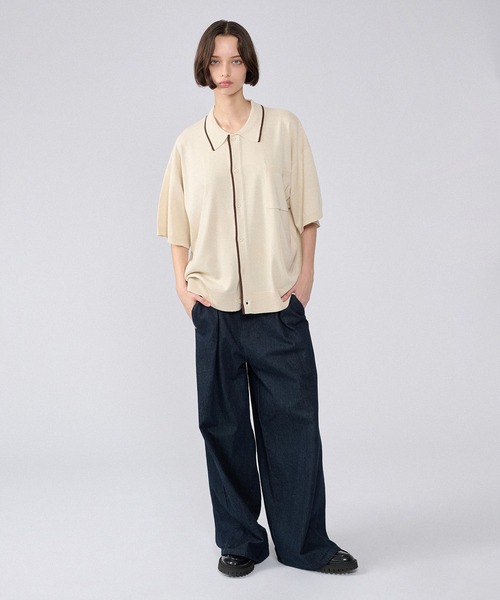 ONCILY（オンシェリー）の「BI-COLOR KNIT SHIRT / バイカラーニットシャツ（カーディガン/ボレロ・メンズ・ブラウン/ネイビー・LARGE/MEDIUM/SMALL）」の17枚目の写真
