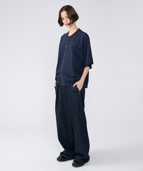 ONCILY（オンシェリー）の「BI-COLOR KNIT SHIRT / バイカラーニットシャツ（カーディガン/ボレロ・メンズ・ブラウン/ネイビー・LARGE/MEDIUM/SMALL）」の10枚目の写真
