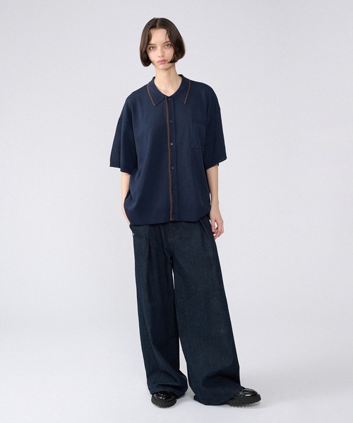 ONCILY（オンシェリー）の「BI-COLOR KNIT SHIRT / バイカラーニットシャツ（カーディガン/ボレロ・メンズ・ブラウン/ネイビー・LARGE/MEDIUM/SMALL）」の9枚目の写真