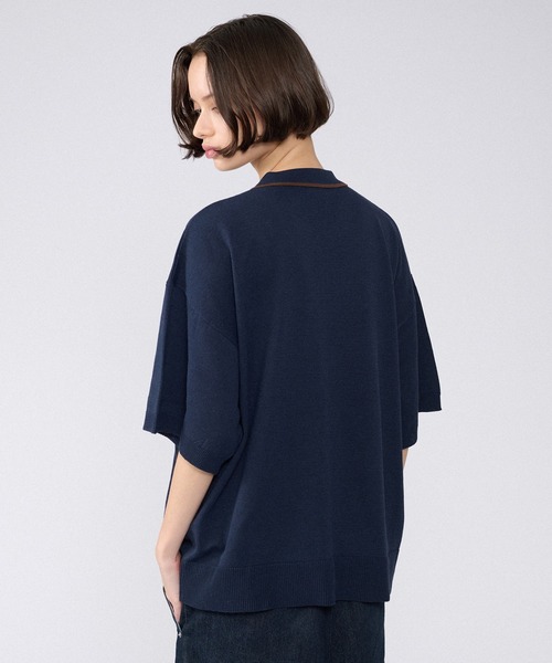 ONCILY（オンシェリー）の「BI-COLOR KNIT SHIRT / バイカラーニットシャツ（カーディガン/ボレロ・メンズ・ブラウン/ネイビー・LARGE/MEDIUM/SMALL）」の8枚目の写真