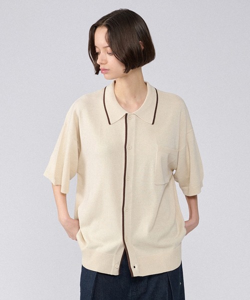 BI-COLOR KNIT SHIRT / バイカラーニットシャツ（カーディガン/ボレロ