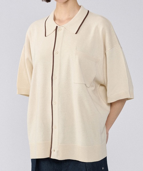 ONCILY（オンシェリー）の「BI-COLOR KNIT SHIRT / バイカラーニットシャツ（カーディガン/ボレロ・メンズ・ブラウン/ネイビー・LARGE/MEDIUM/SMALL）」の15枚目の写真