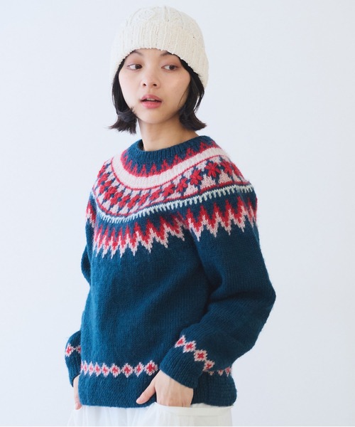 ネパールハンドニット ジグザグジャガード プルオーバー（ニット