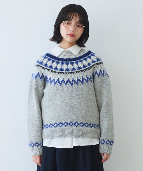 ネパールハンドニット ジグザグジャガード プルオーバー（ニット