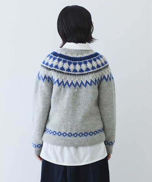 bulle de savon（ビュルデサボン）の「ネパールハンドニット ジグザグジャガード プルオーバー（ニット/セーター・レディース・ブルー/グレー・FREE）」の8枚目の写真