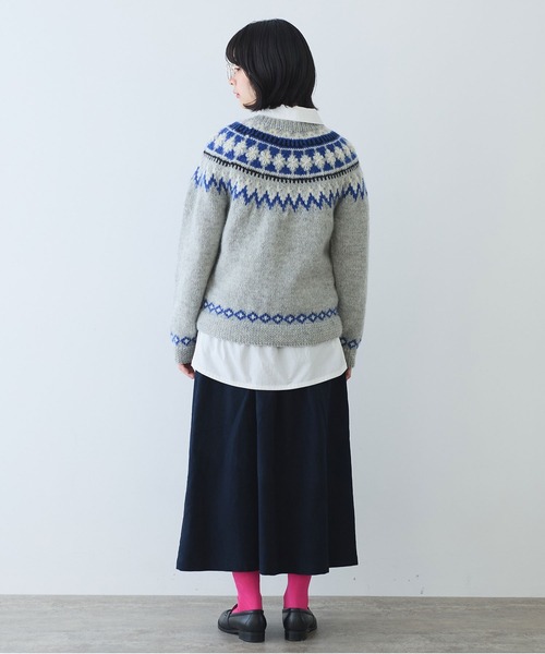 bulle de savon（ビュルデサボン）の「ネパールハンドニット ジグザグジャガード プルオーバー（ニット/セーター・レディース・ブルー/グレー・FREE）」の12枚目の写真