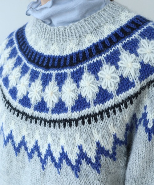 ネパールハンドニット ジグザグジャガード プルオーバー（ニット