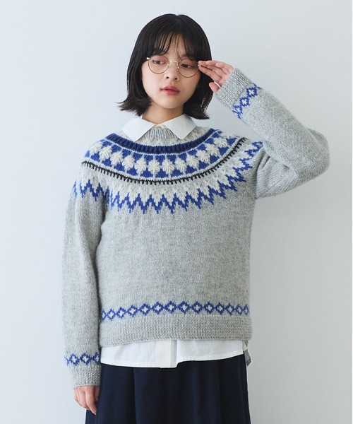 ビュルデサボン 24AW ネパールハンドニット ジグザグ求心 プルオーバー ネパールハンドニット ジグザグジャガード プルオーバー（ニット