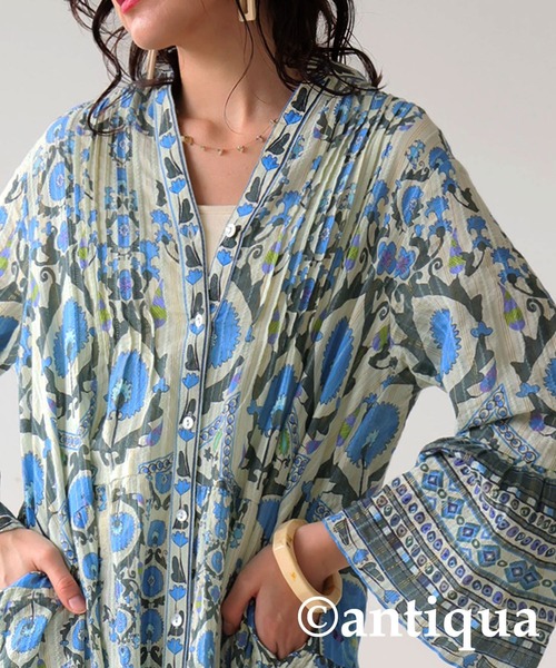 セール】オリエンタルプリントワンピース（ワンピース）｜antiqua