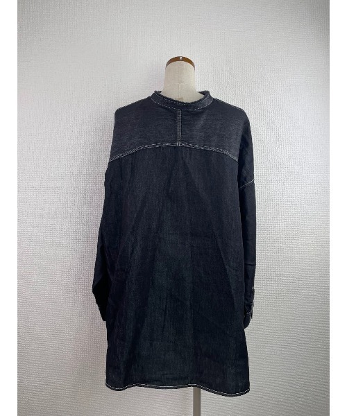 WORLD WIDE LOVE!（ワールドワイドラブ）の「デッドスマイルオーバーシャツ（シャツ/ブラウス・レディース・ブラック/ライトグレー・1）」の5枚目の写真