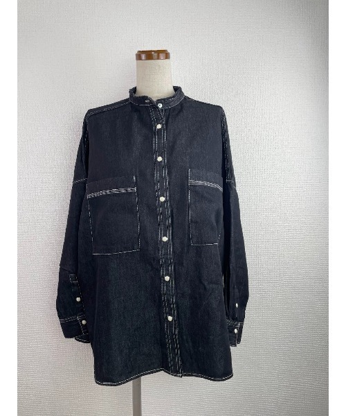 WORLD WIDE LOVE!（ワールドワイドラブ）の「デッドスマイルオーバーシャツ（シャツ/ブラウス・レディース・ブラック/ライトグレー・1）」の3枚目の写真